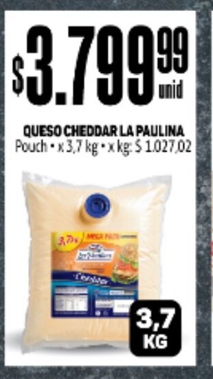 Makro Queso Cheddar La Paulina oferta