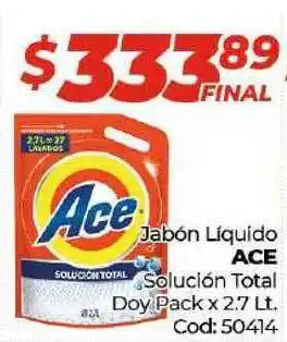 Diarco Ace Jabón Líquido Solución Total Doy Pack x 2.7lt oferta