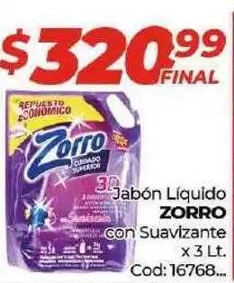Diarco Zorro Jabón Líquido con Suavizante x 3lt oferta