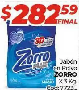 Diarco Zorro Jabón en Polvo x 3kg Cod: 7723 oferta