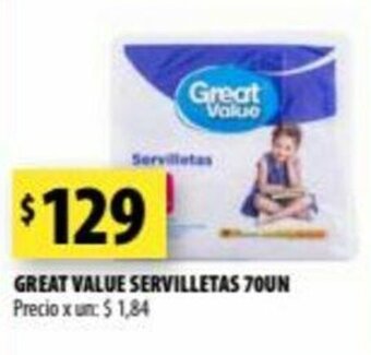 Punto Mayorista Great Value Servilletas 70un oferta