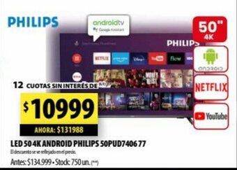 Punto Mayorista Led 50 4K Android Philips 50PUD740677 oferta