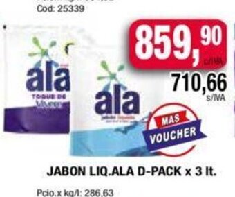 Maxiconsumo jabon Liq. Ala D-Pack x 3lt oferta