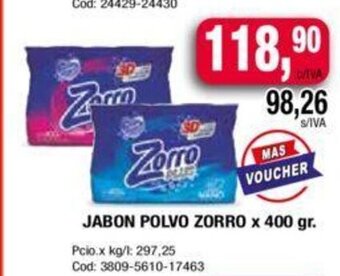 Maxiconsumo Jabon Polvo Zorro x 400gr oferta