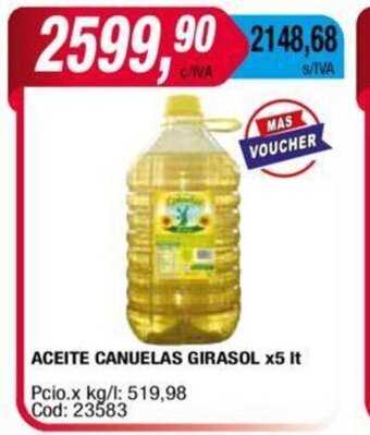 Maxiconsumo Aceite Canuelas Girasol x 5lt oferta