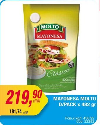 Maxiconsumo Mayonesa Molto D/Pack x 482gr oferta