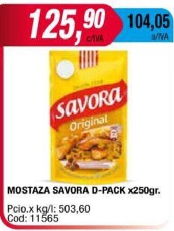 Maxiconsumo Mostaza Savora D-Pack x 250gr oferta