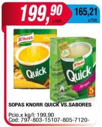 Maxiconsumo Sopas Knorr Quick vs. Sabores oferta