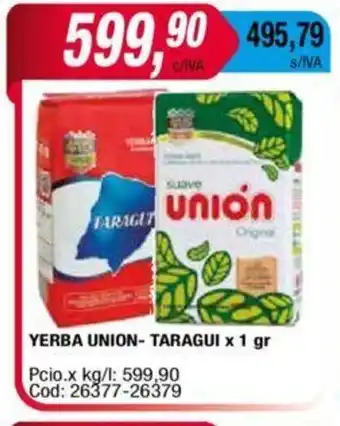 Maxiconsumo Yerba Union - Taragui x 1gr oferta