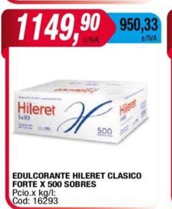 Maxiconsumo Edulcorante Hileret Clasico Forte x 500 Sobres oferta