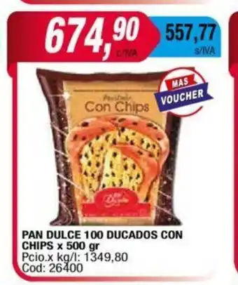 Maxiconsumo Pan Dulce 100 Ducados Con Chips x 500gr oferta