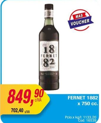 Maxiconsumo Fernet 1882 x 750cc oferta