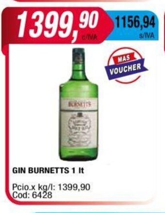 Maxiconsumo Gin Burnetts 1 lt oferta
