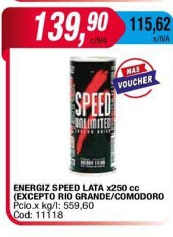 Maxiconsumo Energiz Speed Lata x 250cc oferta