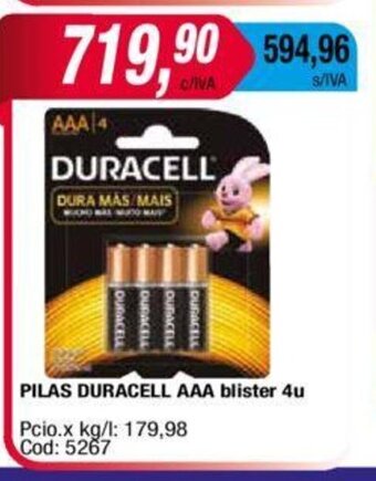 Maxiconsumo Pilas Duracell AAA Blister 4u oferta