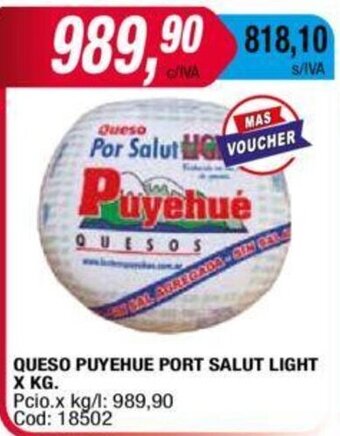 Maxiconsumo Queso Puyehue Port Salut Light x Kg oferta