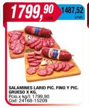 Maxiconsumo Salamines Lario Pic. Fino Y Pic. Grueso x Kg oferta