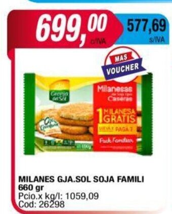 Maxiconsumo Milanesas Gja. Sol Soja Famili 660gr oferta