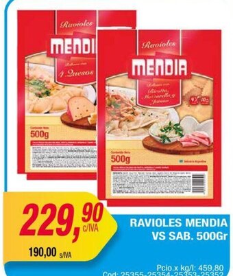 Maxiconsumo Ravioles Mendia Vs Sab. 500gr oferta