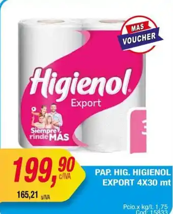 Maxiconsumo Pap. Hig. Higienol Export 4x30mt oferta