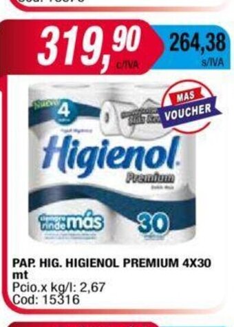 Maxiconsumo Pap. Hig. Higienol Premium 4x30mt oferta