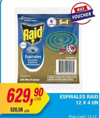 Maxiconsumo Espirales Raid 12 x 4un oferta