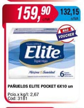 Maxiconsumo Pañuelos Elite Pocket 6x10un oferta