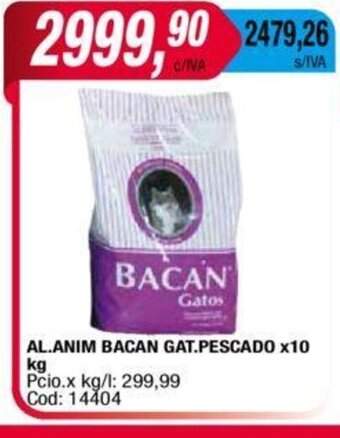 Maxiconsumo Al. Anim Bacan Gat. Pescado x 10kg oferta