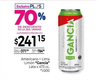 La Anonima Americano + Lima Limón Gancia oferta