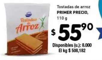 Cooperativa Obrera Primer Precio Tostadas de arroz 110g oferta
