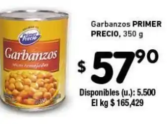 Cooperativa Obrera Primer Precio Garbanzos 350g oferta