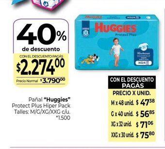 La Anonima Pañal Huggies Protect Plus Hiper Pack oferta
