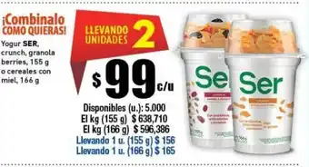 Cooperativa Obrera Ser Yogur crunch granola berries 155g oferta