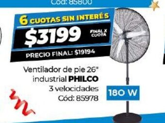 Diarco Ventilador de Pie 26" Industrial Philco oferta