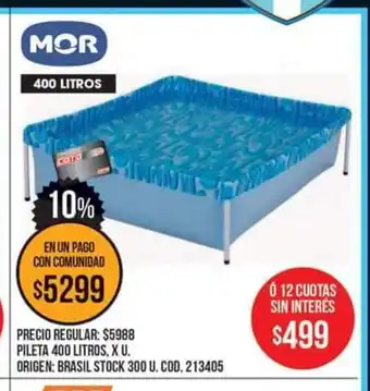 Coto Pileta 400 Litros x U oferta