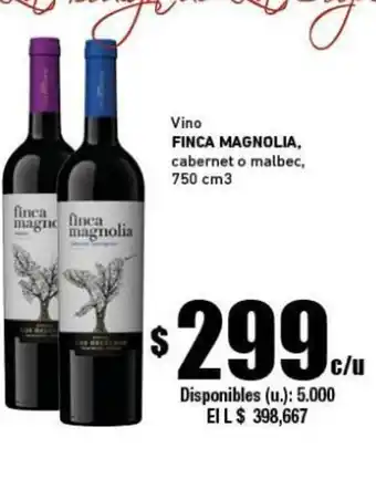 Cooperativa Obrera Finca Magnolia Vino cabernet o malbec 750 cm3 oferta