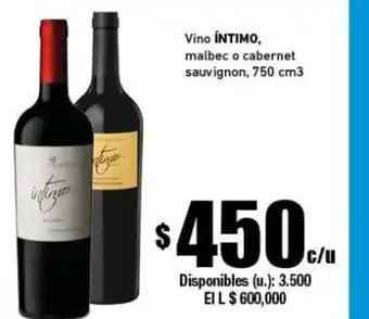 Cooperativa Obrera Intimo Vino malbec o cabernet sauvignon 750 cm3 oferta