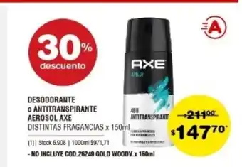 Atomo Conviene Axe Desodorante O Antitranspirante Aerosol x 150ml oferta