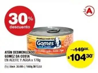 Atomo Conviene Atún Desmenuzado Gomez Da Costa En Aceite Y Agua x 170g oferta