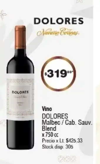 Atomo Conviene Dolores Vino Malbec/Cab Sauv Blend x 750cc oferta