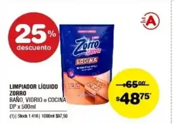 Atomo Conviene Zorro Limpiador Liquido Baño, Vidrio O Cocina DP x 500ml oferta