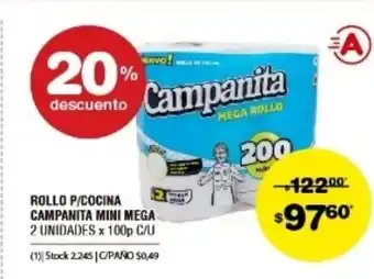 Atomo Conviene Campanita Rollo P/Cocina Mini Mega x 100p C/U oferta