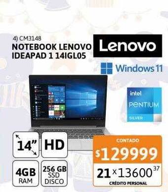 Cetrogar Notebook lenovo ideapad 1 14igl05 oferta
