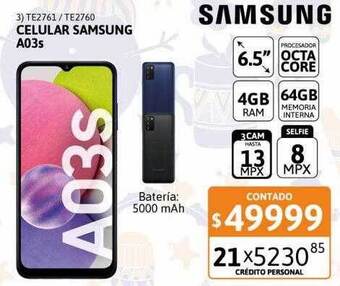 Cetrogar Celular samsung a03s oferta