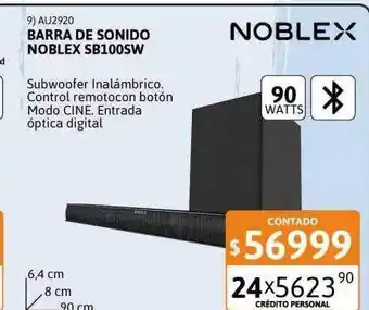 Cetrogar Barra de sonido noblex sb100sw noblex oferta