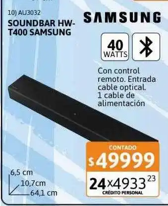 Cetrogar Soundbar hw-t400 samsung oferta
