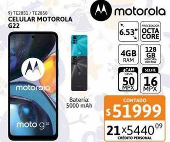 Cetrogar Celular motorola g22 oferta
