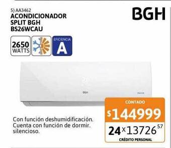 Cetrogar Acondicionador split bgh bs26wcau oferta