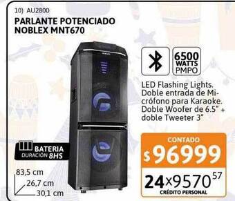 Cetrogar Parlante potenciado noblex mnt670 oferta