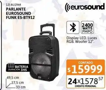Cetrogar Parlante eurosound funk es-bt912 oferta
